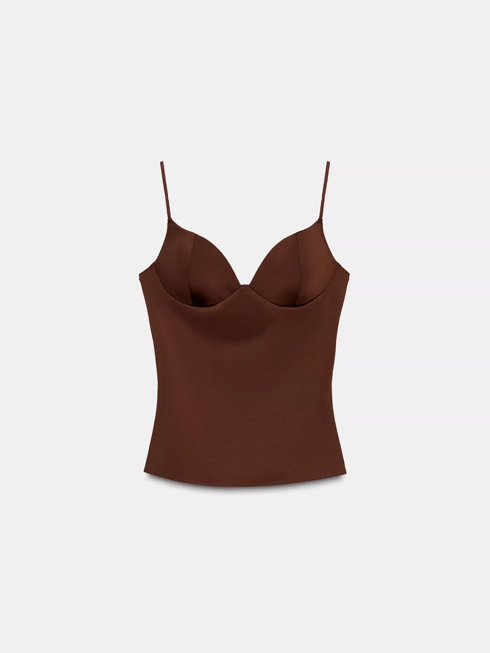 Zara Brown Slim Cami Tank with Thin Straps